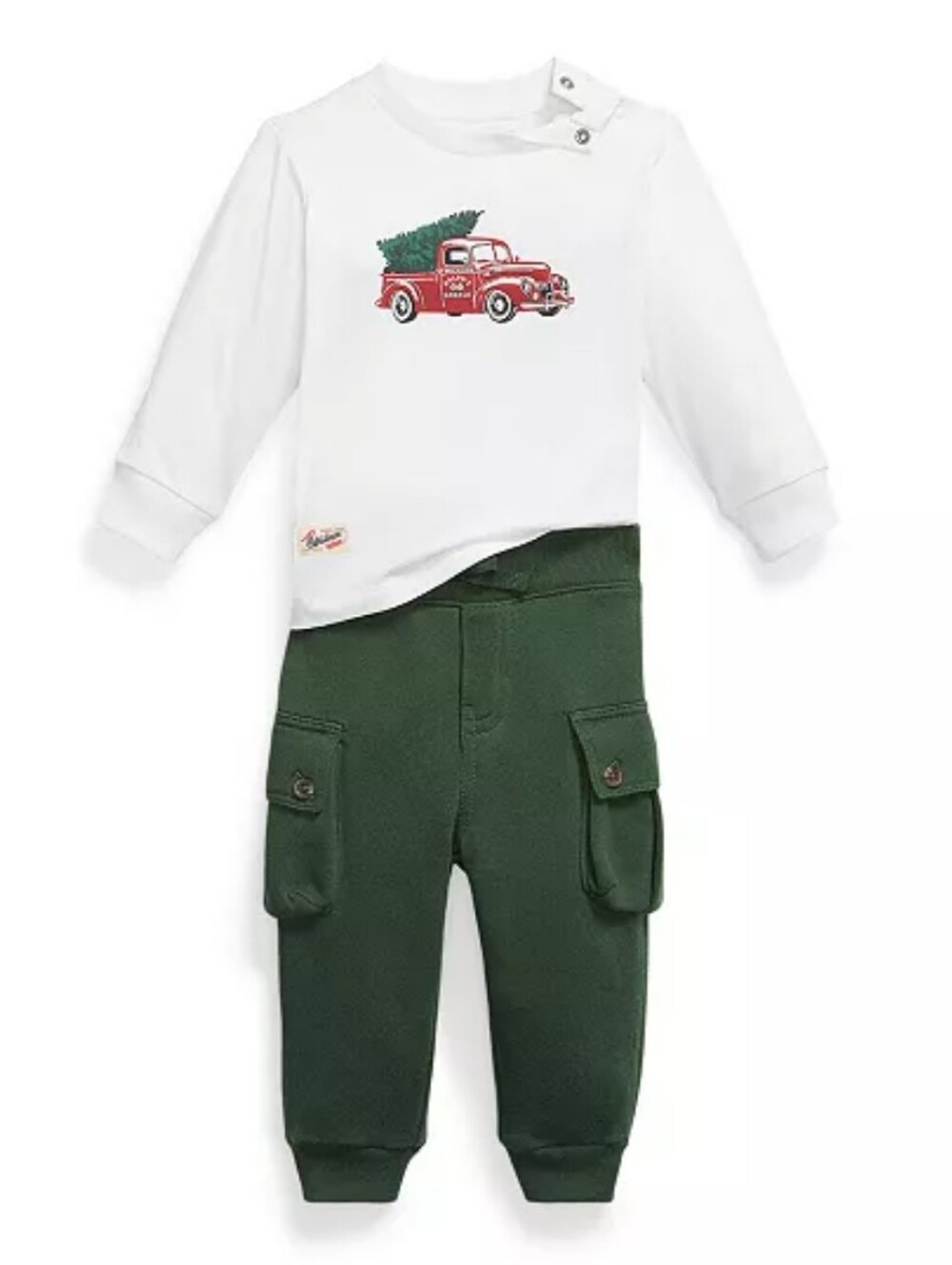Polo Ralph Lauren Truck-Print Jersey T-Shirt and Fleece Pants 2-Piece Set